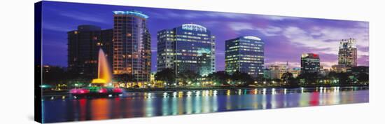 Panoramic View of an Urban Skyline at Night, Orlando, Florida, USA-null-Stretched Canvas