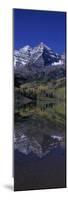 Panoramic View of Autumn Colors of Aspens Reflecting in Lake under Maroon Bells-null-Mounted Photographic Print
