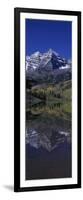 Panoramic View of Autumn Colors of Aspens Reflecting in Lake under Maroon Bells-null-Framed Photographic Print