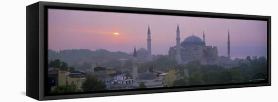 Panoramic View of Aya Sophia Mosque at Dawn, Unesco World Heritage Site, Turkey-Lee Frost-Framed Stretched Canvas