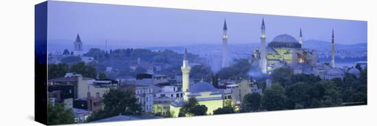 Panoramic View of Aya Sophia Mosque at Dusk, Unesco World Heritage Site, Turkey-Lee Frost-Stretched Canvas