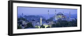 Panoramic View of Aya Sophia Mosque at Dusk, Unesco World Heritage Site, Turkey-Lee Frost-Framed Photographic Print