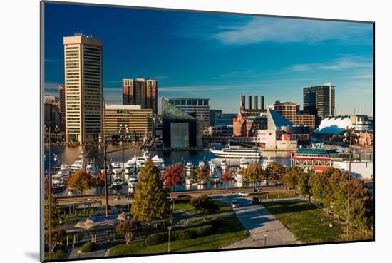 Panoramic view of Baltimore Inner Harbour, Maryland - shot from Federal Park Hill-null-Mounted Photographic Print