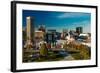 Panoramic view of Baltimore Inner Harbour, Maryland - shot from Federal Park Hill-null-Framed Photographic Print