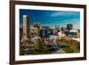 Panoramic view of Baltimore Inner Harbour, Maryland - shot from Federal Park Hill-null-Framed Photographic Print