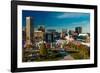 Panoramic view of Baltimore Inner Harbour, Maryland - shot from Federal Park Hill-null-Framed Photographic Print