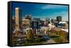 Panoramic view of Baltimore Inner Harbour, Maryland - shot from Federal Park Hill-null-Framed Stretched Canvas