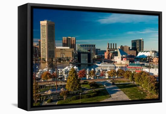 Panoramic view of Baltimore Inner Harbour, Maryland - shot from Federal Park Hill-null-Framed Stretched Canvas