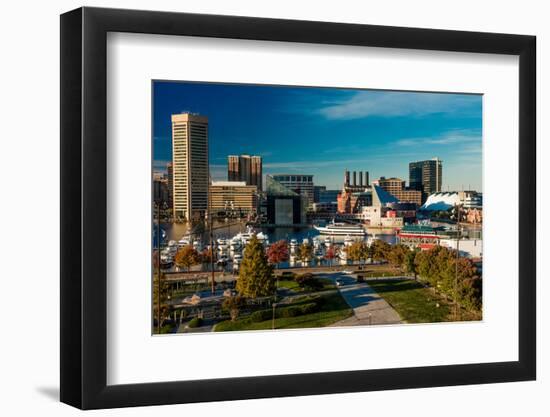 Panoramic view of Baltimore Inner Harbour, Maryland - shot from Federal Park Hill-null-Framed Photographic Print