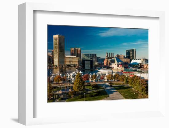 Panoramic view of Baltimore Inner Harbour, Maryland - shot from Federal Park Hill-null-Framed Photographic Print