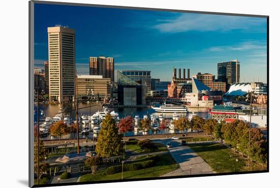 Panoramic view of Baltimore Inner Harbour, Maryland - shot from Federal Park Hill-null-Mounted Photographic Print