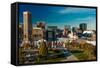 Panoramic view of Baltimore Inner Harbour, Maryland - shot from Federal Park Hill-null-Framed Stretched Canvas