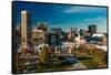 Panoramic view of Baltimore Inner Harbour, Maryland - shot from Federal Park Hill-null-Framed Stretched Canvas