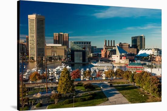 Panoramic view of Baltimore Inner Harbour, Maryland - shot from Federal Park Hill-null-Stretched Canvas