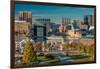 Panoramic view of Baltimore Inner Harbour, Maryland - shot from Federal Park Hill-null-Framed Photographic Print