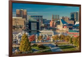 Panoramic view of Baltimore Inner Harbour, Maryland - shot from Federal Park Hill-null-Framed Photographic Print