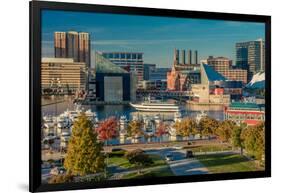 Panoramic view of Baltimore Inner Harbour, Maryland - shot from Federal Park Hill-null-Framed Photographic Print