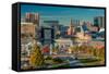 Panoramic view of Baltimore Inner Harbour, Maryland - shot from Federal Park Hill-null-Framed Stretched Canvas