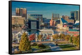 Panoramic view of Baltimore Inner Harbour, Maryland - shot from Federal Park Hill-null-Framed Stretched Canvas