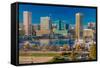 Panoramic view of Baltimore Inner Harbour, Maryland - shot from Federal Park Hill-null-Framed Stretched Canvas