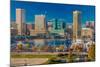 Panoramic view of Baltimore Inner Harbour, Maryland - shot from Federal Park Hill-null-Mounted Photographic Print