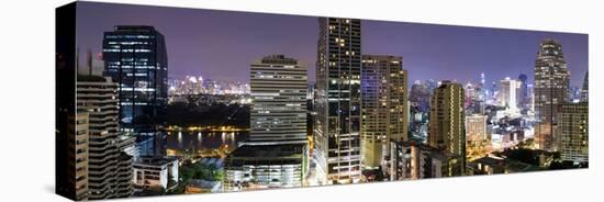 Panoramic View of Bangkok at Night from Rembrandt Hotel and Towers-Lee Frost-Stretched Canvas
