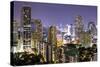 Panoramic View of Bangkok at Night from Rembrandt Hotel and Towers-Lee Frost-Stretched Canvas