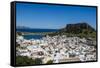 Panoramic View of Beautiful Lindos Village with its Castle (Acropolis)-Michael Runkel-Framed Stretched Canvas