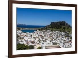 Panoramic View of Beautiful Lindos Village with its Castle (Acropolis)-Michael Runkel-Framed Photographic Print