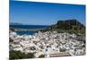 Panoramic View of Beautiful Lindos Village with its Castle (Acropolis)-Michael Runkel-Mounted Photographic Print