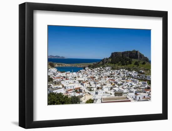 Panoramic View of Beautiful Lindos Village with its Castle (Acropolis)-Michael Runkel-Framed Photographic Print