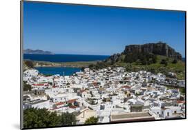 Panoramic View of Beautiful Lindos Village with its Castle (Acropolis)-Michael Runkel-Mounted Photographic Print