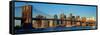 Panoramic View of Brooklyn Bridge and East River at Sunrise with New York City-null-Framed Stretched Canvas