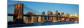 Panoramic View of Brooklyn Bridge and East River at Sunrise with New York City-null-Mounted Photographic Print