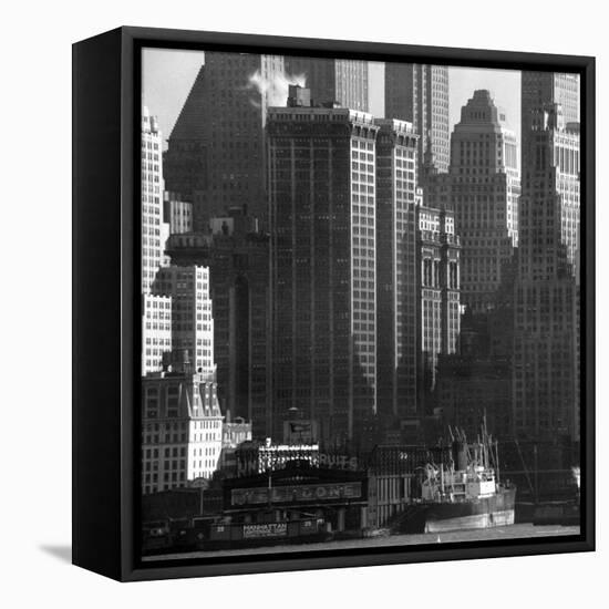 Panoramic View of Buildings in Lower Manhattan Taken from the New Jersey Banks of the Hudson River-Andreas Feininger-Framed Stretched Canvas