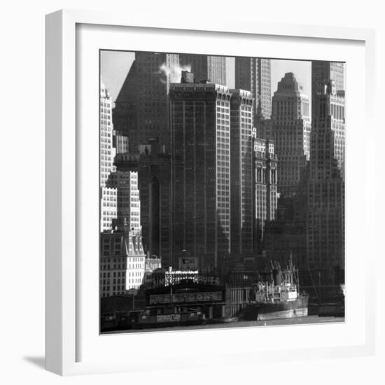 Panoramic View of Buildings in Lower Manhattan Taken from the New Jersey Banks of the Hudson River-Andreas Feininger-Framed Photographic Print