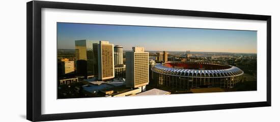 Panoramic view of Busch Stadium and St. Louis, MO skyline at sunset-null-Framed Photographic Print