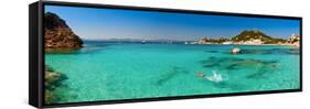 Panoramic View of Cala Corsara Cove at Maddalena Archipelago in Sardinia-naumoid-Framed Stretched Canvas