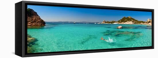 Panoramic View of Cala Corsara Cove at Maddalena Archipelago in Sardinia-naumoid-Framed Stretched Canvas