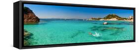 Panoramic View of Cala Corsara Cove at Maddalena Archipelago in Sardinia-naumoid-Framed Stretched Canvas