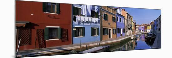 Panoramic View of Canal, Colourful Houses and Reflections, Burano, Venice, Veneto, Italy, Europe-Lee Frost-Mounted Photographic Print