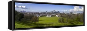 Panoramic View of Canary Wharf, the Millennium Dome, and City of London-Charlie Harding-Framed Stretched Canvas