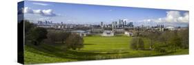 Panoramic View of Canary Wharf, the Millennium Dome, and City of London-Charlie Harding-Stretched Canvas