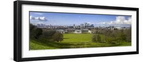 Panoramic View of Canary Wharf, the Millennium Dome, and City of London-Charlie Harding-Framed Photographic Print