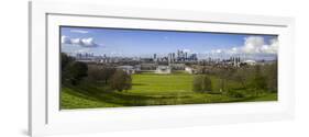 Panoramic View of Canary Wharf, the Millennium Dome, and City of London-Charlie Harding-Framed Photographic Print