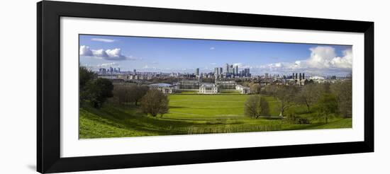 Panoramic View of Canary Wharf, the Millennium Dome, and City of London-Charlie Harding-Framed Photographic Print