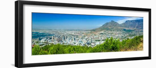 Panoramic view of Cape Town and Table Bay, view of harbor from Table Mountain, South Africa-null-Framed Photographic Print