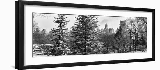 Panoramic View of Central Park with a Squirrel running around on the Snow-Philippe Hugonnard-Framed Photographic Print