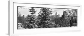 Panoramic View of Central Park with a Squirrel running around on the Snow-Philippe Hugonnard-Framed Photographic Print