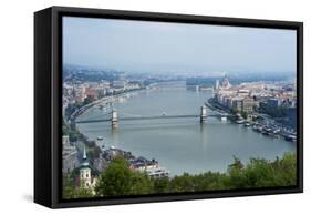 Panoramic View of Danube River and the Buda and Pest Sides of the City from the Citadel-Kimberly Walker-Framed Stretched Canvas